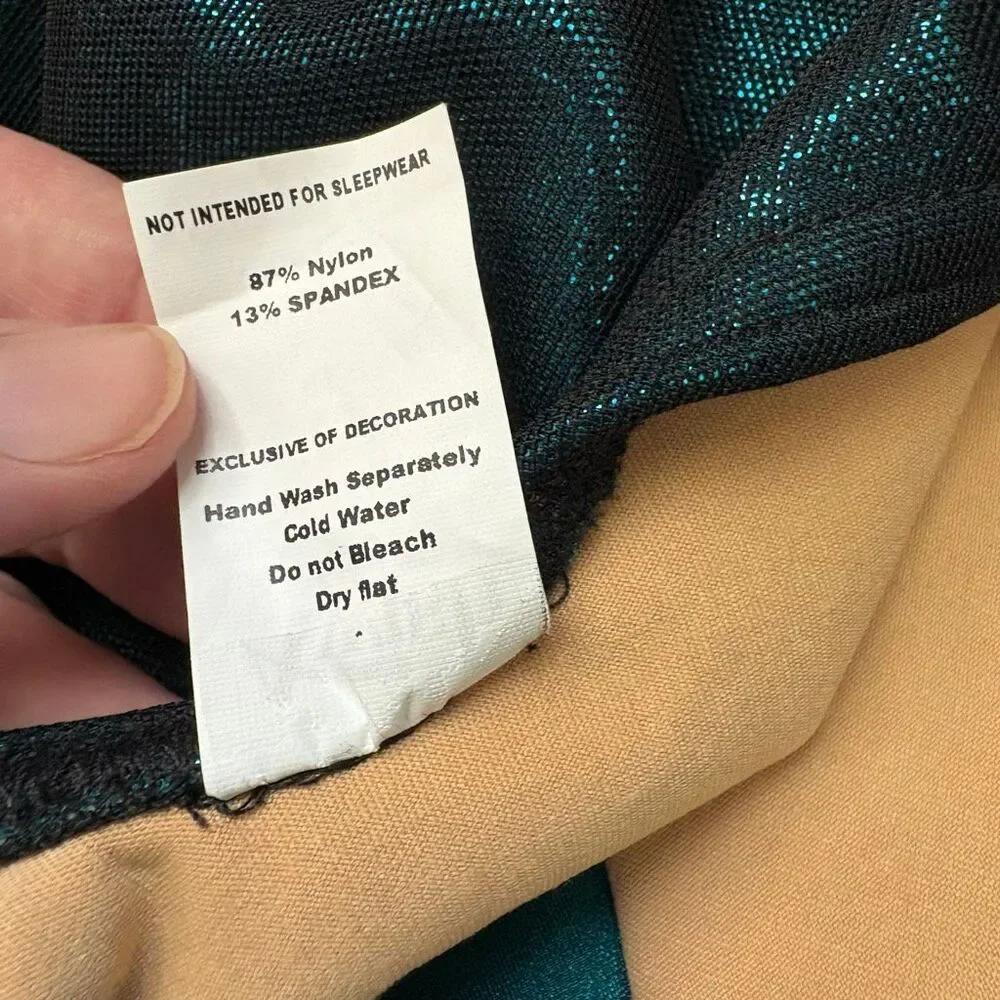 A Wish Come True 21658X XLC Teal Blue Metallic Black Mesh Silver Dance Costume